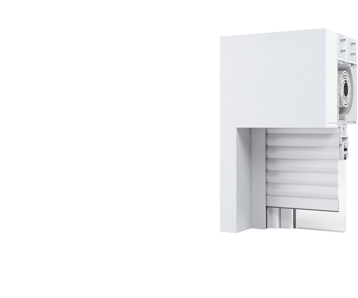 Rollladenkasten, Aluminium-Lamellen und Rollladenmotor